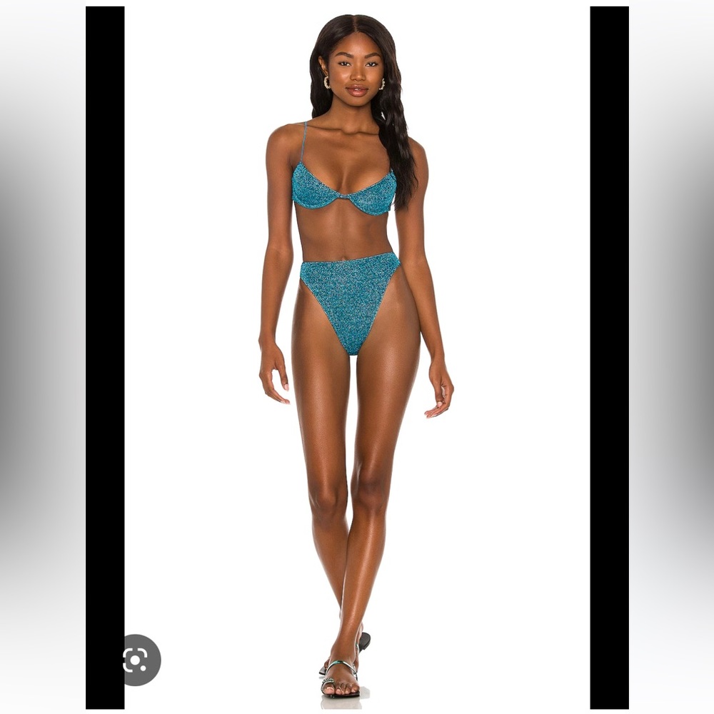 NWT Oseree Lumiere 90s Balconette Bikini Set In Fuchsia/Purple.